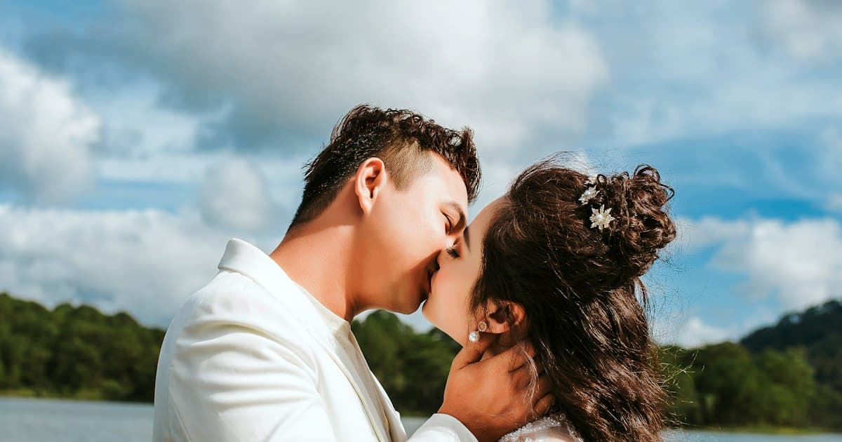 A couple on their wedding day